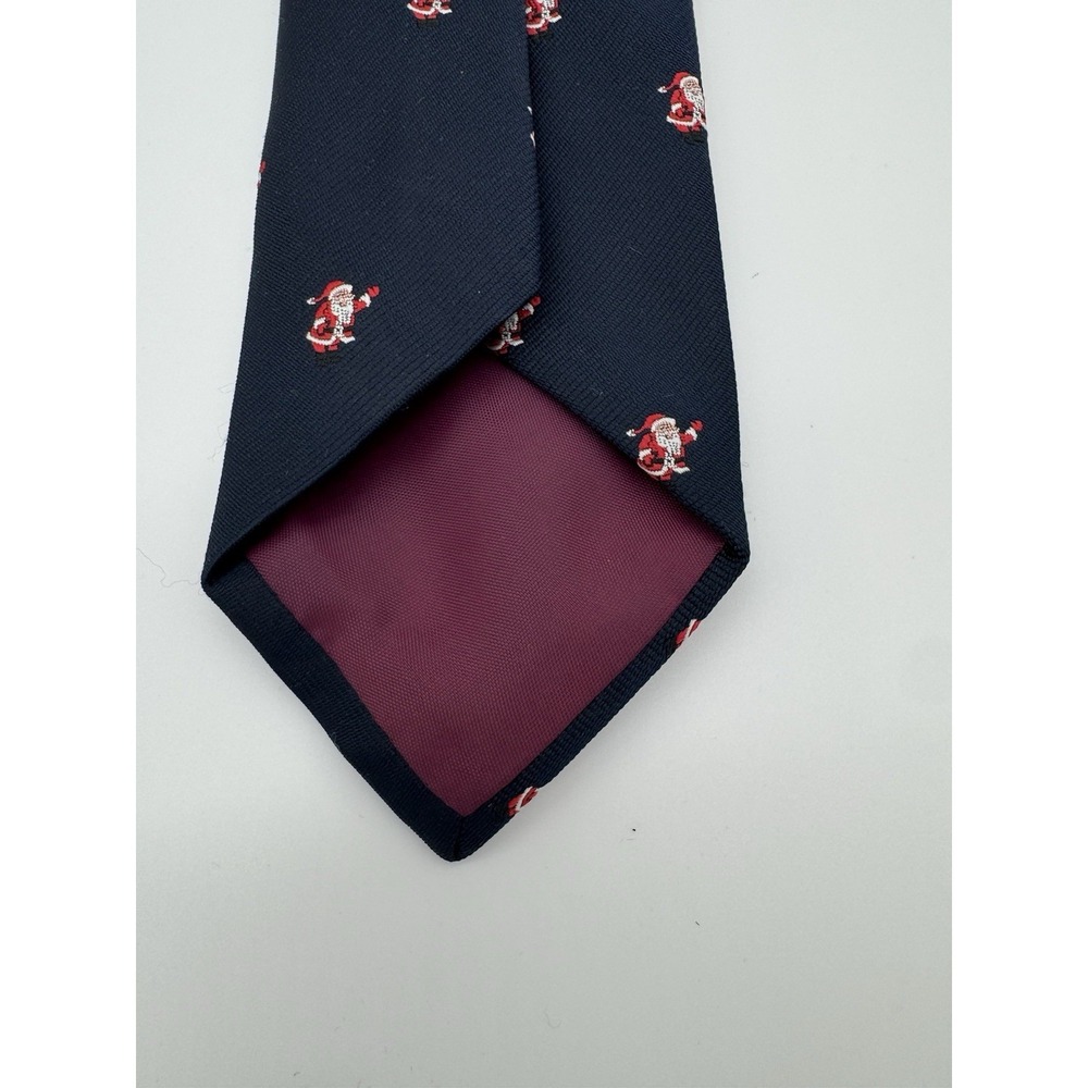 Renleigh Christmas Santa Tie Navy Blue Silk Blend Novelty Holiday Tie Classic - Picture 5 of 10